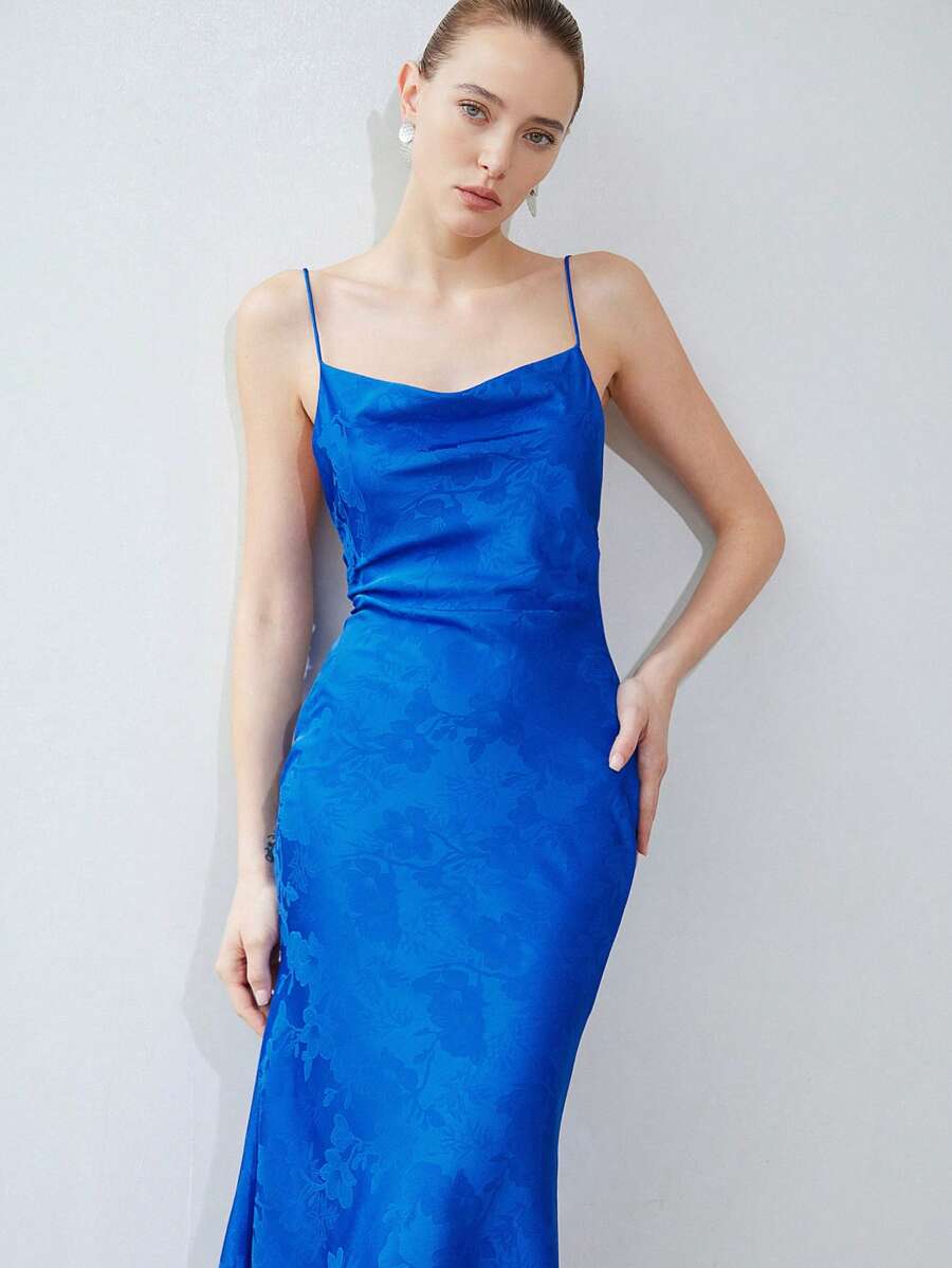 Aveloria Modichic Váy xòe eo jacquard thanh lịch và lãng mạn dành cho nữ - Màu xanh lam - Xem 1