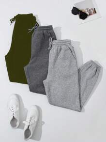 SHEIN LUNE Tuta da donna casual con felpa con cappuccio, vita con coulisse e polsini a costine, pantaloni in colore a contrasto