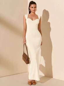 SHEIN BAE Sommer Strand Urlaub einfarbiges Makronen Pastellgelb gestricktes super langes schlankes Hochzeitskleid Brautjungfernkleid Datumskleider Partykleider Schuluniform Saisonkleider Urlaubskleider Geburtstagskleid Abendparty Reisekleider Sommeroutfits für Frauen/Frühlingskleidung/Valentinstag Outfit/Karneval/Strandurlaub Outfits