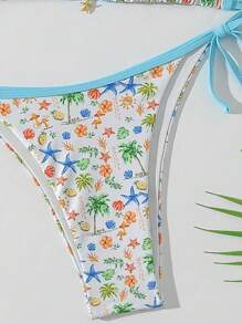 SHEIN Swim Nuevos conjuntos de bikini sexy con estampado de estrella de mar en patchwork de colores, cierre de atar en el cuello para mujeres 2022 - Multicolor - Ver 4