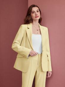 MOTF PREMIUM BLAZER DE BOTÃO ÚNICO COM ESTAMPA LISTRADA