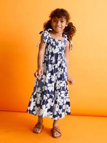 SHEIN Young Girl Summer Camisole Floral Print A-Line Dress - Multicolor - View 1