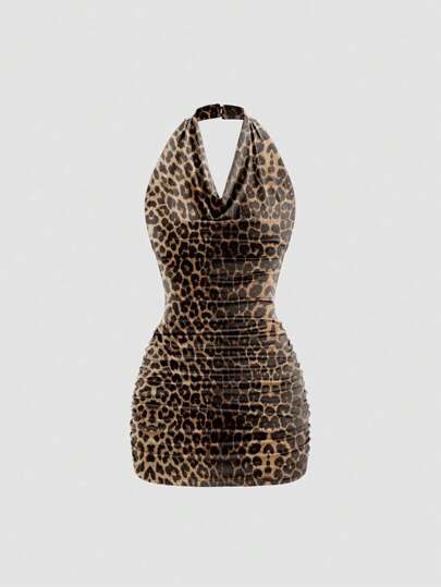 Sweetra Black Plunging Neck Backless Tied Sleeveless Sexy Bodycon Mini Dress