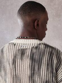 SUMWON Tie-Dye Effect Sleeveless Sweater Vest Ribbed Knit Tank Top Textured Athletic Streetwear Modern Urban Fall Winter Essential Layer Piece - Apricot - View 4