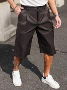 Manfinity Homme Shorts casuales y versátiles de unicolor para hombre - Negro - Ver 3