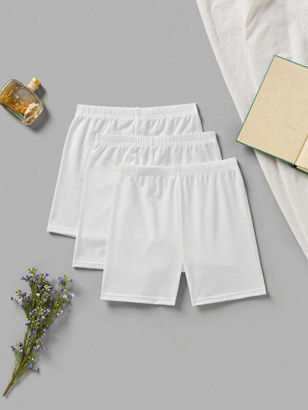 SHEIN Set de 3 piezas de pantalones cortos deportivos casuales minimalistas y cómodos para niñas preadolescentes, incluye shorts de seguridad