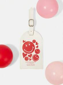 SmileyWorld® | SHEIN Fashionable Cartoon Smiling Face & Heart Pattern Luggage Tag, Suitable For Travel - Beige - View 1