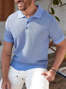 Manfinity CityGents Suéter de punto de manga corta minimalista y casual para hombre