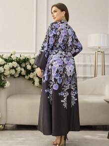Modelyn Abito lungo con maniche lunghe, stampato in stile arabo, di taglia grande
