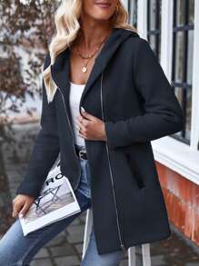 SHEIN LUNE Zip Up Hooded Coat
