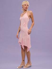 COUREZ Asymmetrisches Trägerkleid Mini Sommer Outfits für Frauen Urlaub/Straßen Lässig/Y2K/Lässig Musikfestival Vintage