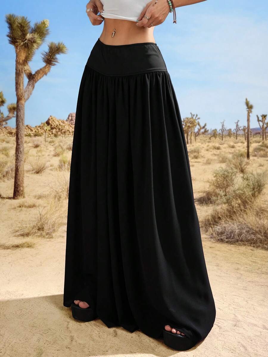 Comfortcana Quần thời trang tối giản màu trơn cho nữ, phù hợp cho mùa hè - màu đen - Xem 1