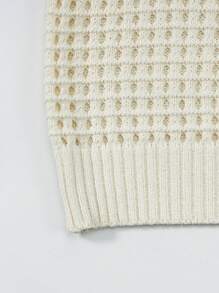 Manfinity Homme Chemise en tricot à manches courtes ample avec col rayé et effet ajouré pour homme, chemise ajourée en crochet