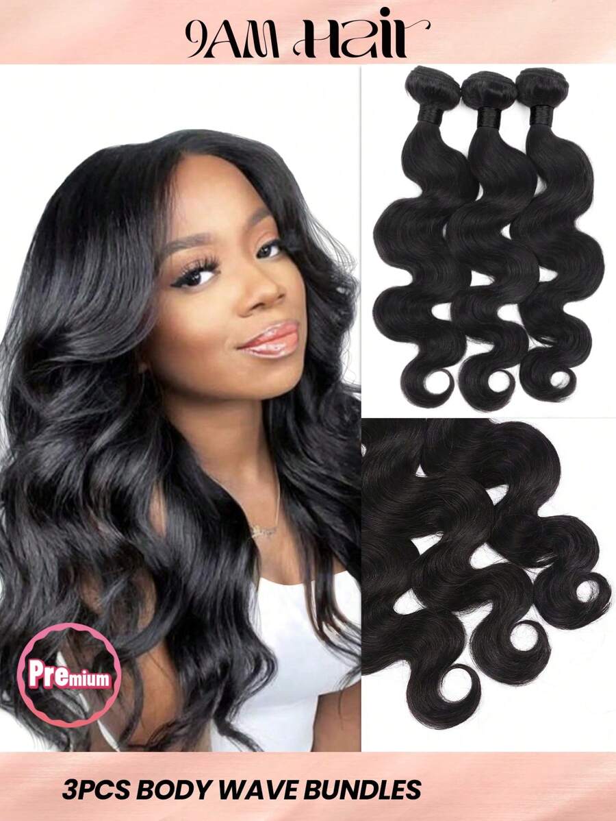3PCS Body Wave Bundles Human Hair Extensions 10-28 Inch Double Weft Body Wave Bundles Natural Color Human Hair Bundles For Hair Bundles Human Hair - SNatural - View 1