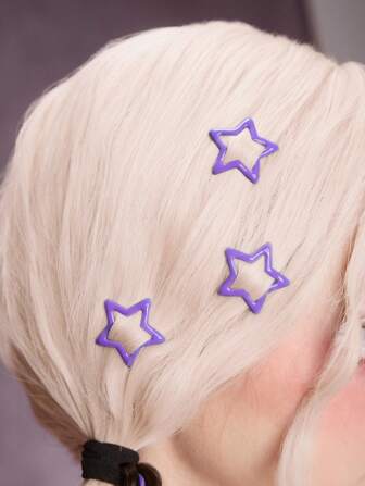 Kawaii 2 pezzi Scrunchie per parrucca + 8 pezzi Fermagli per capelli a forma di stella, Set di accessori per capelli in stile Y2K, combinazione colorata per il tifo, adatto per l'uso quotidiano e lo styling per feste, fermagli per capelli