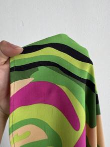 Maweii 大码女式夏季不规则线条多色印花可调节肩带A字度假无袖连衣裙，女士休闲连衣裙，女士假日装扮，碎花假日连衣裙 - 彩色 - 查看 6