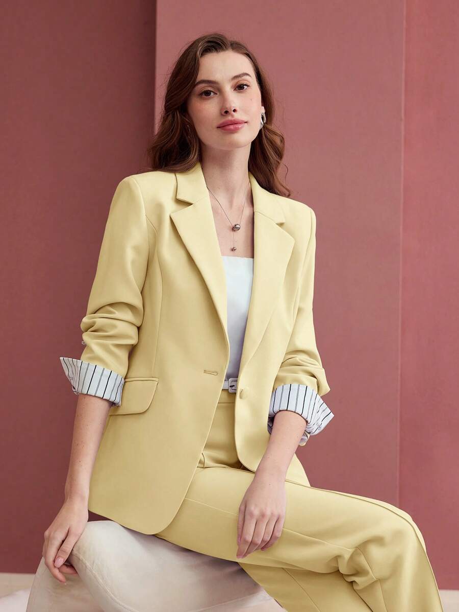 MOTF PREMIUM BLAZER DE BOTÃO ÚNICO COM ESTAMPA LISTRADA