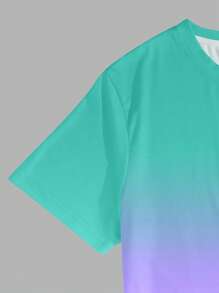 Manfinity RSRT 男士棕榈树印花圆领短袖 T 恤和抽绳腰短裤套装，休闲舒适服装