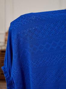 Trezura Conjunto de pijama para mujer tallas grandes con textura de jacquard, diseño calado y ribete de volados