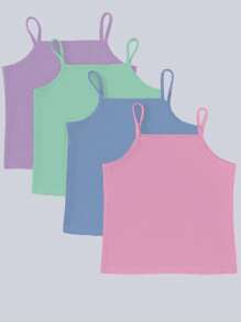4pcs Tween Girls Regular Style Camisole Underwear Set - Multicolor - View 1