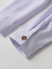 Bộ đồ vest nam 2 món sọc dài tay cho bé trai kèm quần có dây đeo - Màu tím hoa cà - Xem 6