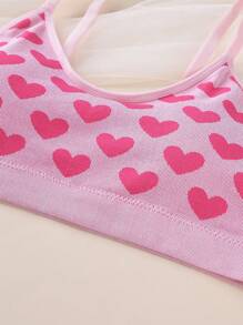 Set de 2 piezas de sostén y tanga sin costuras con diseño de corazón para el Día de San Valentín