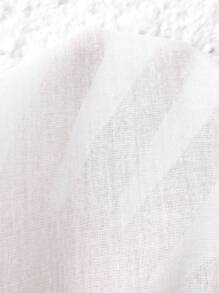 SHEIN LUNE 优雅通勤休闲 V 领无袖连衣裙，带蕾丝花边和侧开衩，面料舒适，百搭时尚，适合春季、夏季、秋季，大码 - 白色 - 查看 6