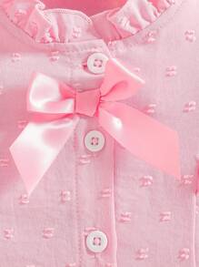 Souflis Souflis Baby Girl Elegant Cap Sleeve Blouse - Pink - View 5