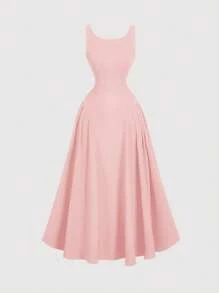 SHEIN MOD Vestido elegante con espalda abierta, volante con lazo, apropiado para citas y el Día de San Valentín