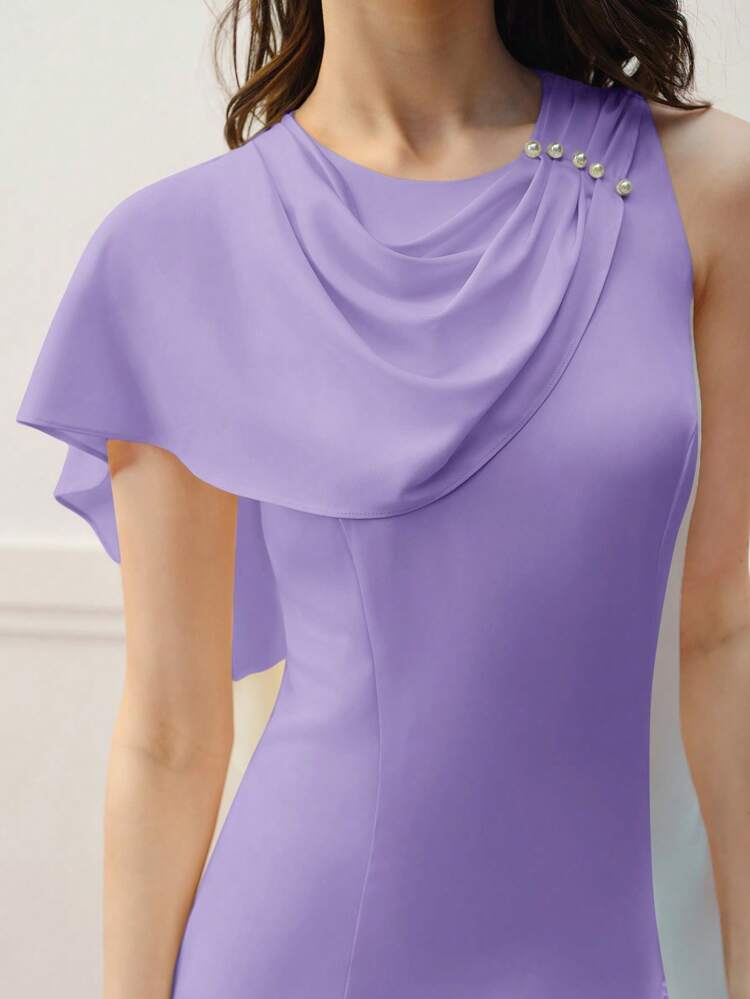 CONTRAST LACE DRAPED DRESS