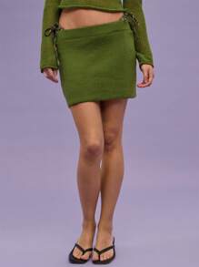 COUREZ Gestrickter Mini-Rock für Damen/Y2K/Lässiger Vintage-Stil