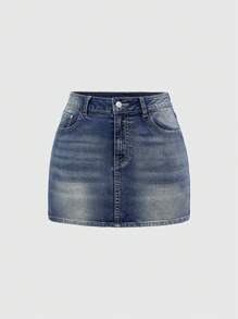 ROMWE Fairycore Y2K Chic Tight Waist Butterfly Embroidered Sexy Low Waist Bodycon Mini Skirt - Baby Blue - View 3