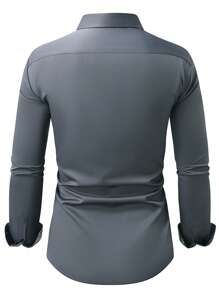 Manfinity Homme Camisa Casual/Escritório de Homem Listrada de Peito Único