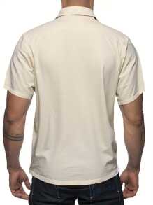 Manfinity RSRT 男士纯色翻领短袖单排扣休闲衬衫