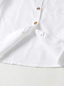 SHEIN 2 件套年轻男孩套装：纯色长袖衬衫和背带裤，绅士风格