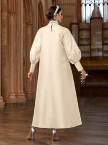 Al Najma Women's Elegant Crystal-Embellished Turkish & Arabian Style Long Dress