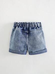 Cozy Pixies Baby Boy 3D Floral Elastic Waist Casual Shorts, Versatile And Comfortable - Blue - View 2