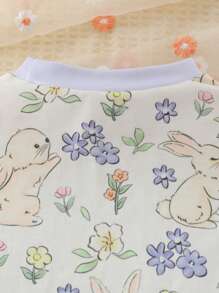 SHEIN Bộ 2 món/Bộ quần dài tay bèo nhún họa tiết hoa màu hồng ngọt ngào cho bé gái và bộ đồ ngủ tay dài thoải mái thường ngày - Nhiều màu - Xem 5