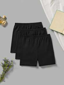 SHEIN Set de 3 piezas de shorts/mallas básicos cómodos y casuales para niñas preadolescentes