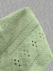 EMERY ROSE Crewneck T-Shirt, With Textured Fabric And Elastic Waistline - Green - View 3