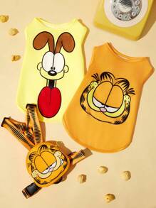 GARFIELD | SHEIN 1pc Cute Cartoon Dog Print Pet Tank, For Cats, Dogs, Extra Small, Plus Size - Yellow - View 9
