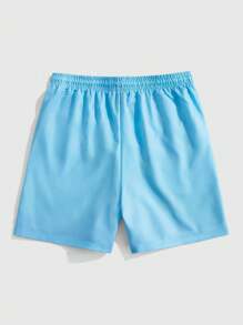 ROMWE MEN Street Life Men's Palm Tree Print Drawstring Waist Casual Shorts - Baby Blue - View 2