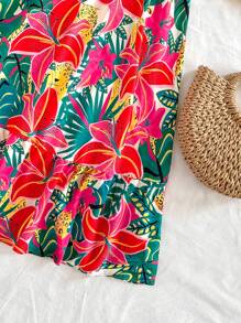 Soleia WYWH 女士花卉印花方领盖袖长款连衣裙，夏季连衣裙 - 粉色 - 查看 4