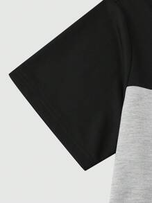 Manfinity Homme Herren Lässig Farbblock Buchstaben Muster Kurzarm T-Shirt und Shorts Set, Sommer