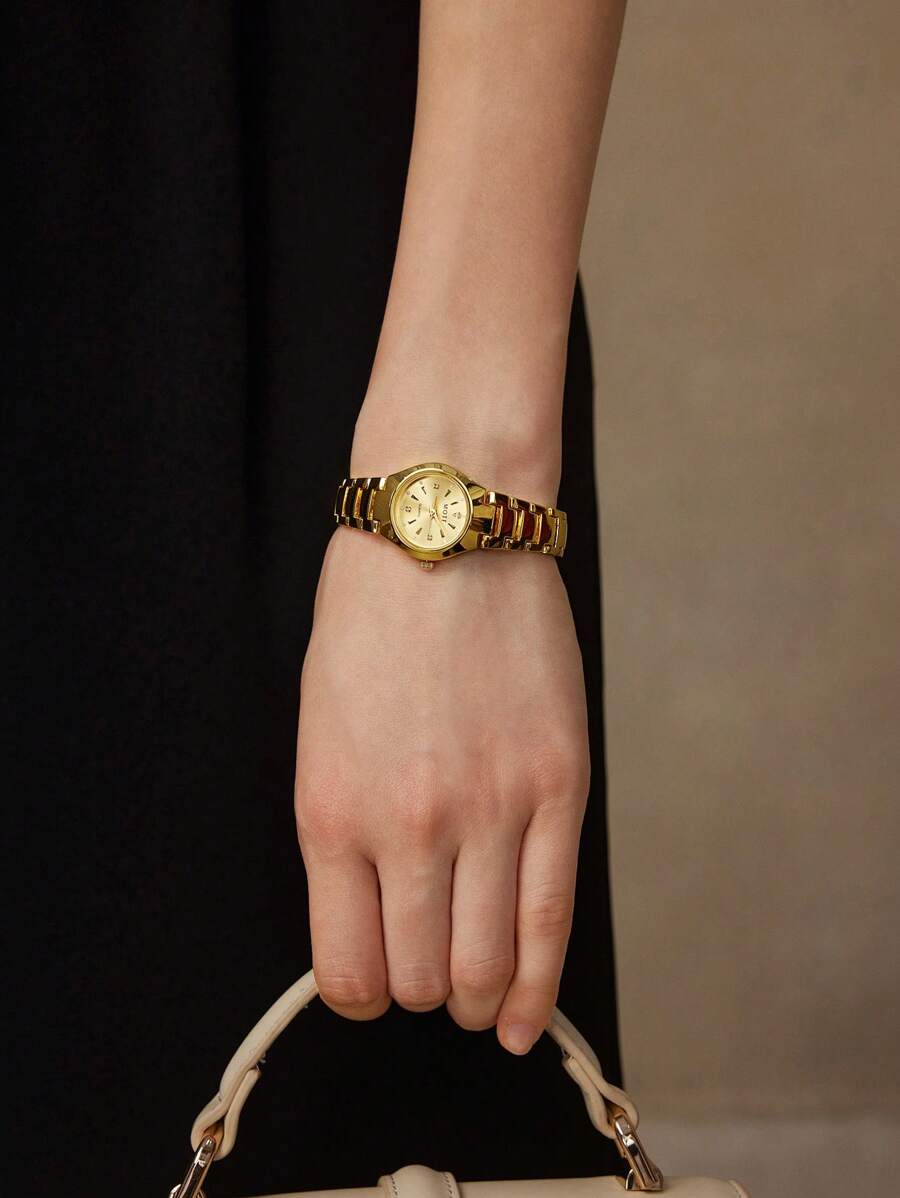 MOTF PREMIUM 女士圆形表盘水钻装饰腕表 - 金色 - 查看 1