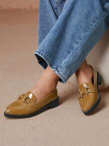 CUCCOO CURVES Sepatu Oxford Wanita Ukuran Besar, Lebar, Pas, Sol Tebal, Ujung Datar, Ujung Lancip, Warna Hitam Polos, Bagian Depan Dalam, Bertali - Unta - View 3