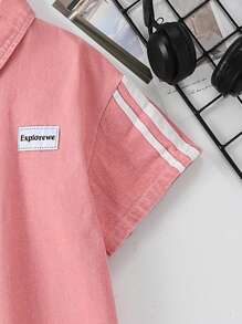 SHEIN Explorewe Tween Girls' Summer Denim Dress With Button Front & Patch Designs Cheap Shirts For Girls Shirt For Girls Casual Girls Dress Casual Dresses For Girls