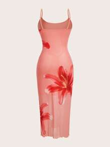 SHEIN MOD 女士度假风花卉印花修身优雅吊带背心连衣裙