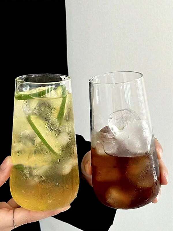 550ml Ins Style Transparent Glass Cup With High-Temperature Resistance, Suitable For Iced Coffee/ Juice/ Cold Drink, 1 Piece