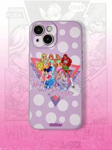 Winx Club X ROMWE 1 pieza Funda de teléfono con gráfico de figura suave de color púrpura